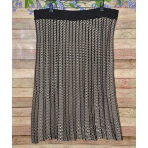 Luna Womens Brown Pleated Pull On Midi A-Line Sweater Skirt Plus Size 2X